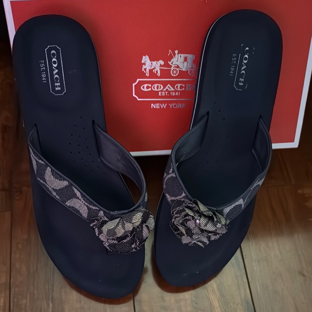 Denim Coach flip flops 🩴